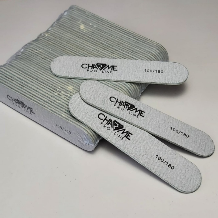 «BF» Пилка CHARME прямая серая деревянная Корея, 100/180 малая (упаковка 50шт)