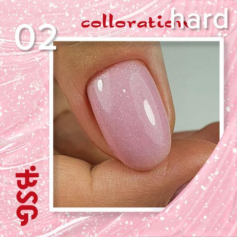 Цветная жесткая база Colloration Hard №02 - Искрящийся розовый оттенок BSG, 20мл