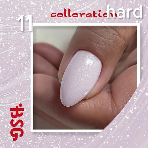 Цветная жесткая база Colloration Hard №11 - Нежный, пепельно-розовый оттенок с шиммером BSG, 20мл