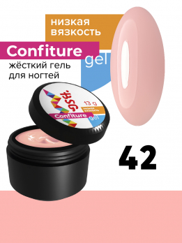 Жёсткий гель для наращивания Konfityur №42 НИЗКАЯ ВЯЗКОСТЬ - Бежево-персиковый, плотный BSG, 13гр
