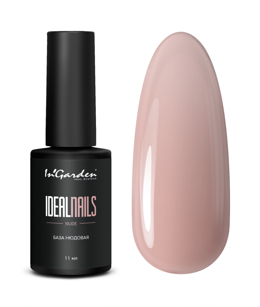 Камуфлирующая каучуковая база для гель лака нюдовая IDEALNAILS nude In`Garden, 11 мл