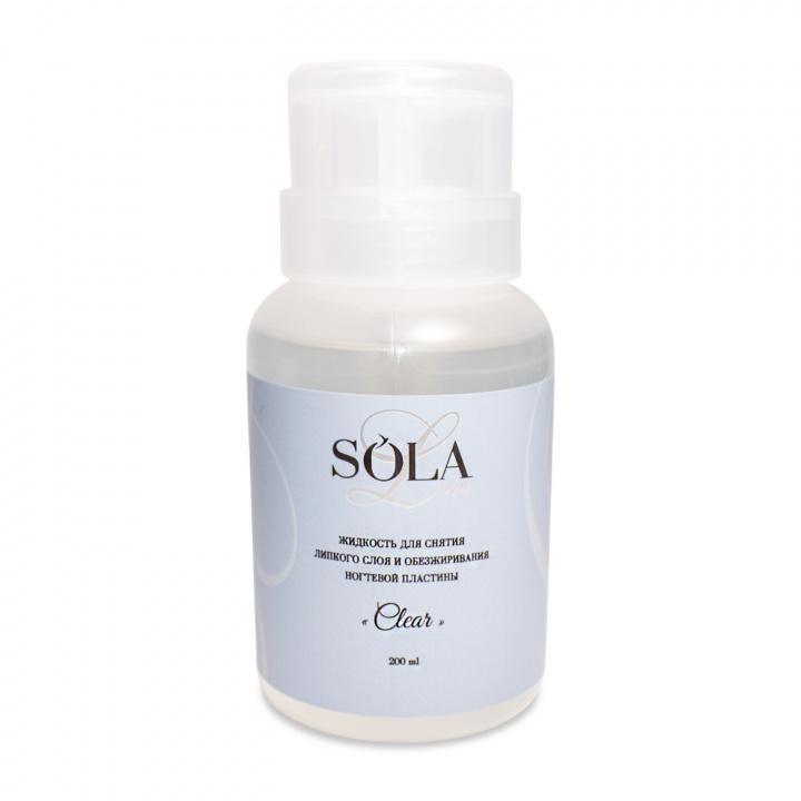 Жидкость для снятия липкого слоя и обезжиривания ногтевой пластины Clear SOLAlove (помпа) 0,2л